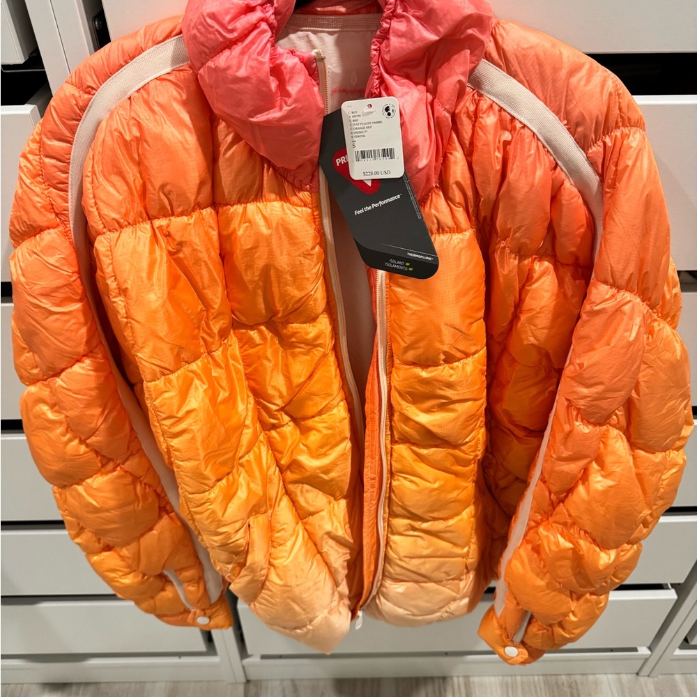 BNWT FP Movement by Free People Ombré Orange and Pink Packable Puffer Jacket